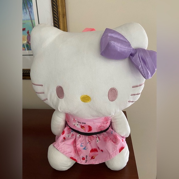 Sanrio HELLO KITTY Large Plush BACKPACK Bag Adjustable Pink Purple